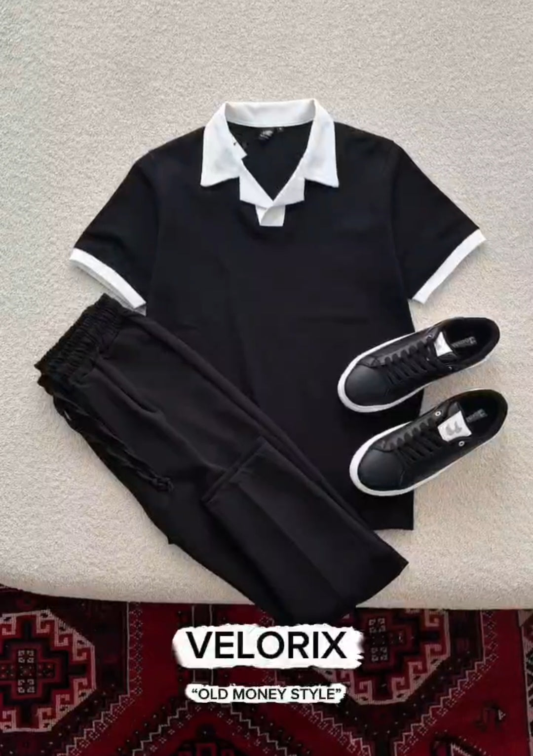 Black polo & classic black pant
