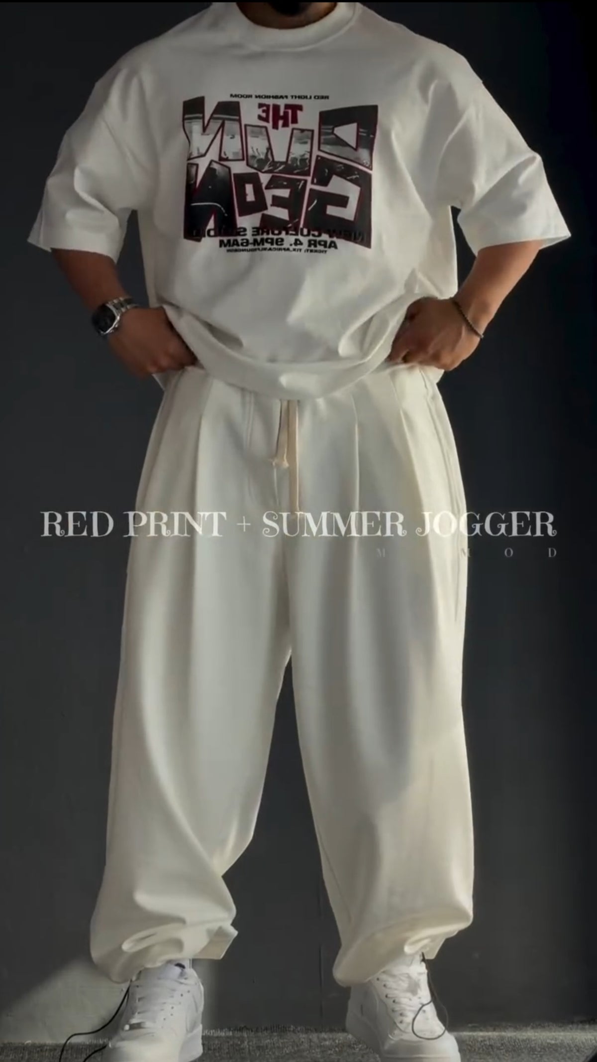 Red print & summer jogger